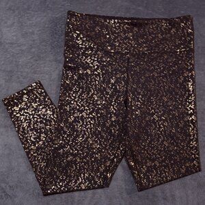 ZYIA Active Black Rose Gold Flake Light n Tight Hi-Rise 7/8 Leggings Size 12